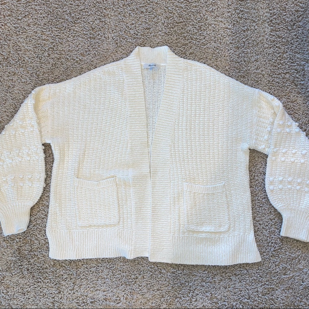 Madewell Bobble Cardigan Sweater Bright Ivory Size Medium - Picture 1 of 11